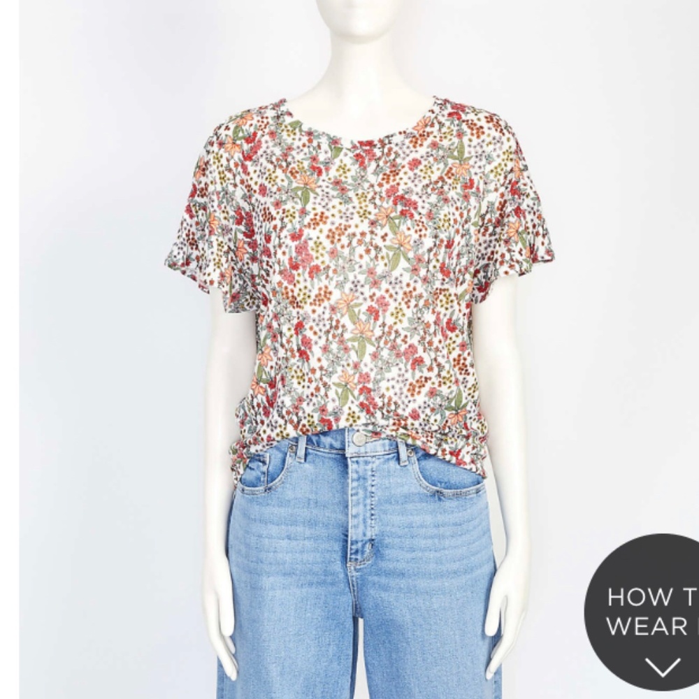 LOFT Garden Ruffle Sleeve Linen Tee